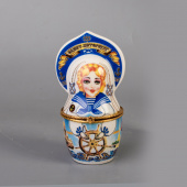 Шкатулка-матрешка с кокошником СПб Морячка