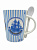 Кружка с ложкой СПб 400мл син. полоска круги