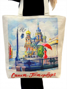 Сумка СПб холст 37*37см Спас красный зонт