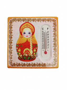 Магнит матрёшка градусник ОРАНЖ